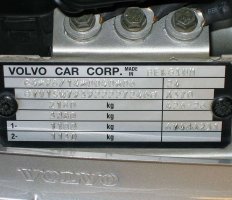 Typový štítok, plechový Volvo Typový štítok, plechový Volvo