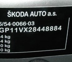 Falšovaný typový štítok vozidla Octavia Falšovaný typový štítok vozidla Octavia